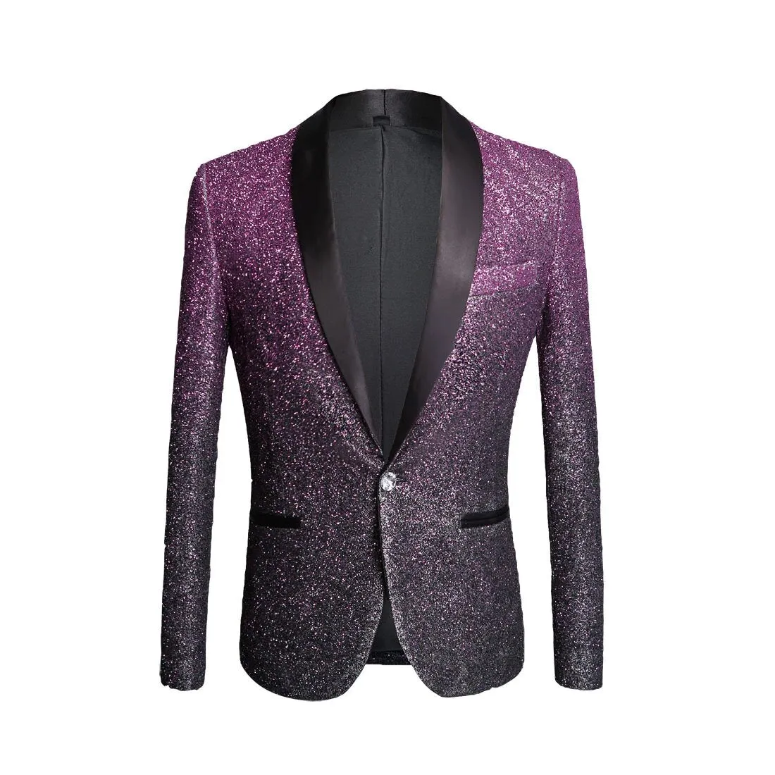 Men's Winter Gradient Color Shiny Slim Fit Party Blazer