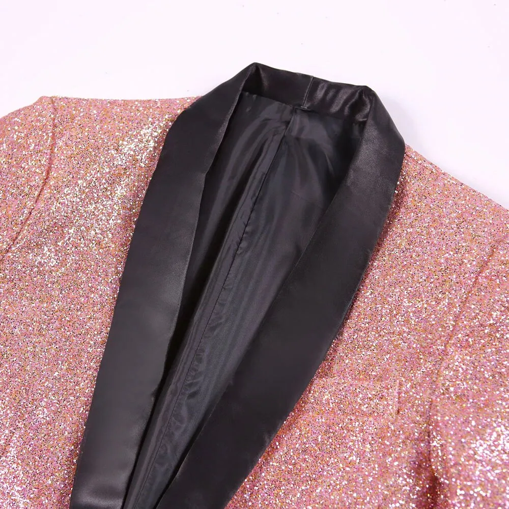 Men's Winter Gradient Color Shiny Slim Fit Party Blazer