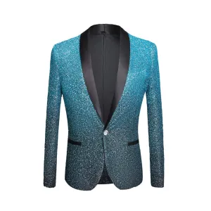 Men's Winter Gradient Color Shiny Slim Fit Party Blazer