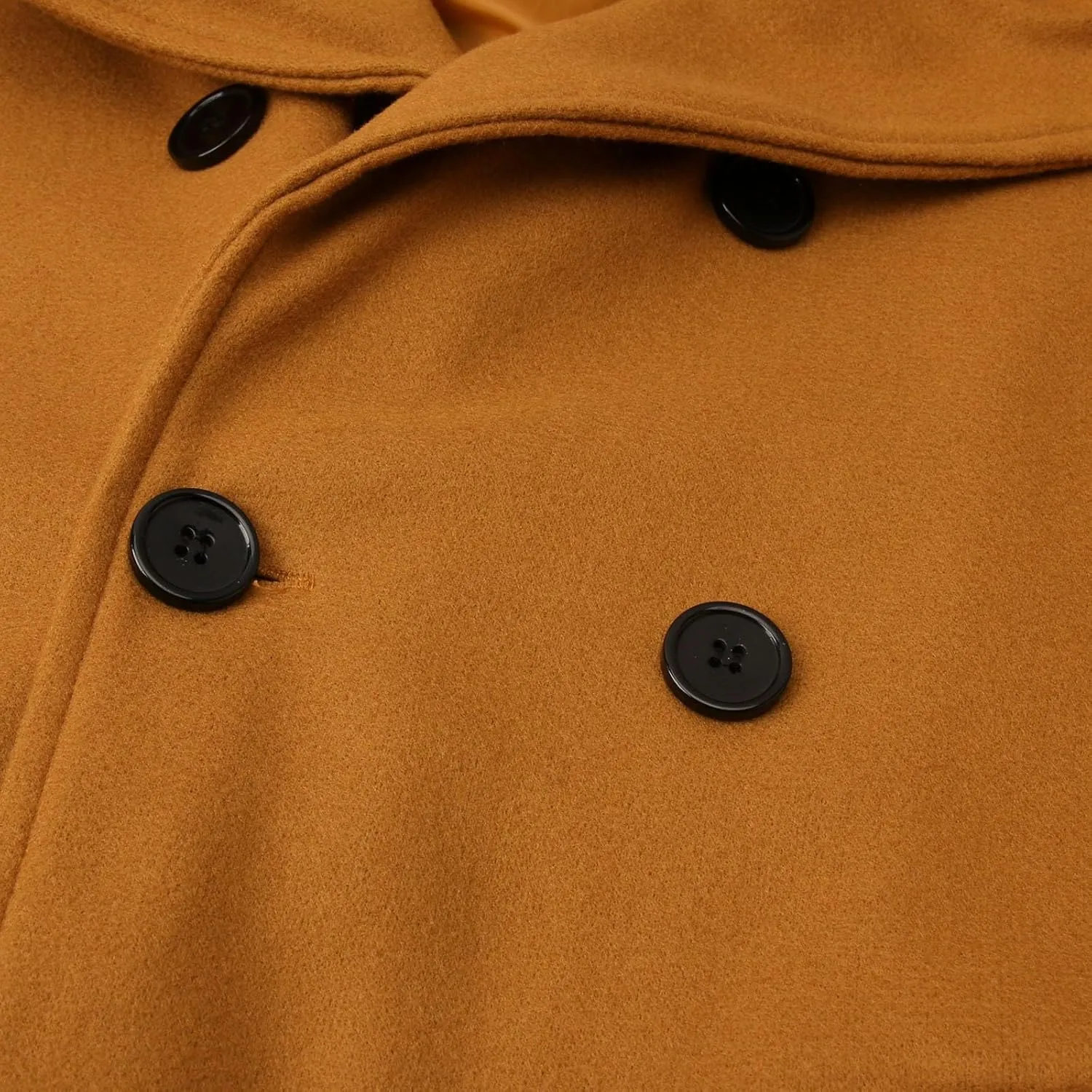 Mens Winter Trench Coats Notched Lapel Double Breasted Wool Blend Coat Warm Overcoat Fashion Peacoat with Pockets