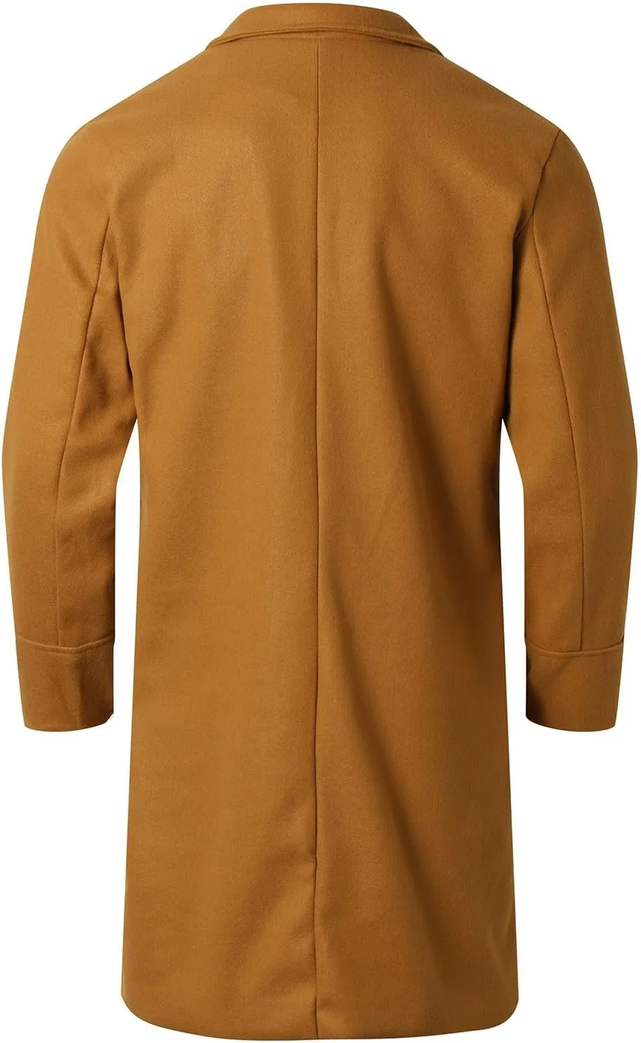 Mens Winter Trench Coats Notched Lapel Double Breasted Wool Blend Coat Warm Overcoat Fashion Peacoat with Pockets