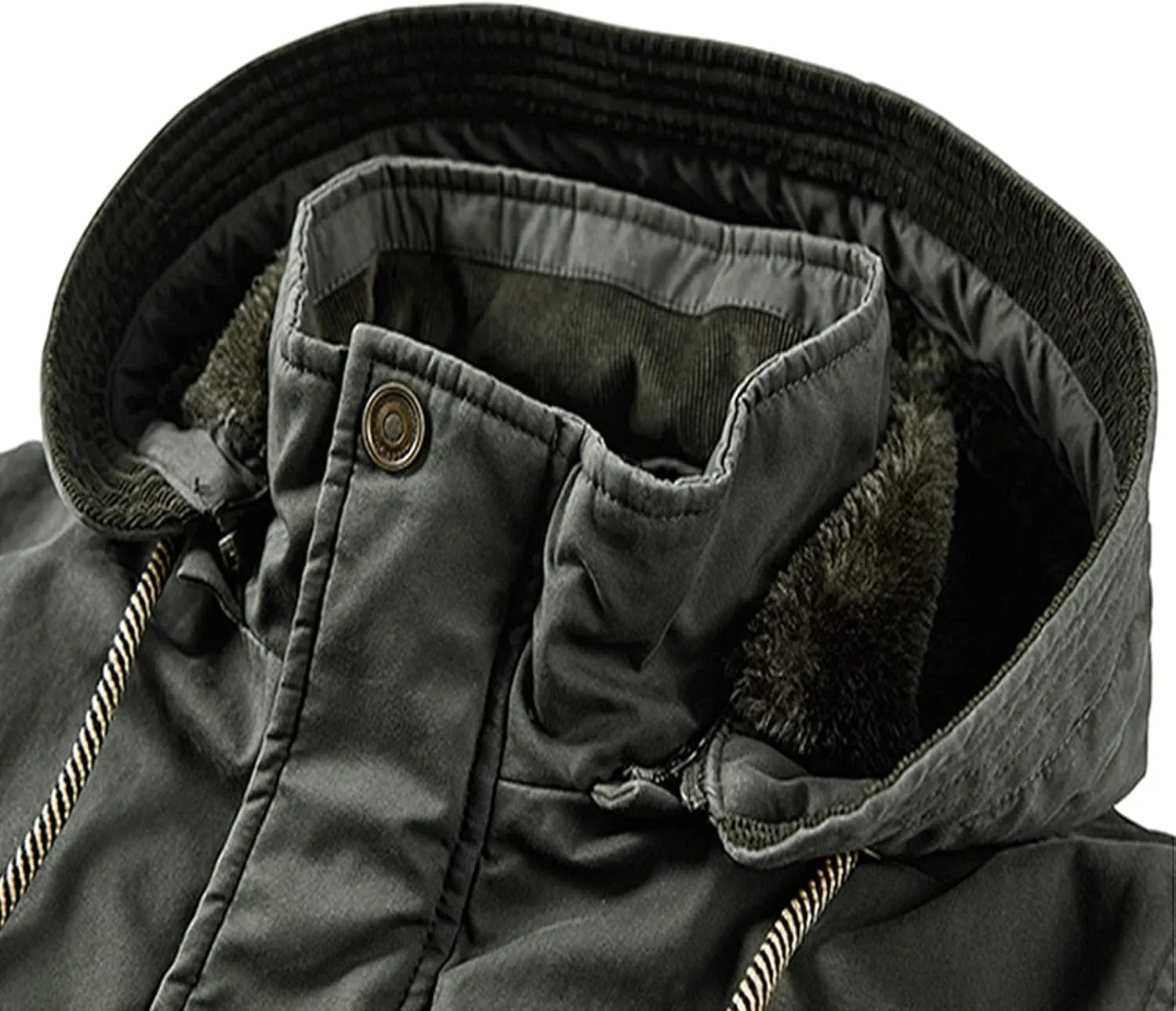 Mens Winter Warm Coat Fleece Lined Parka Thicken Cotton Puffer Down Jackets with Detachable Faux Fur Hood L-4XL