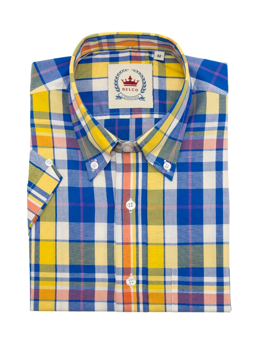 Men's Yellow & Blue Check Shirt- CK-60 - UP TO 5XL