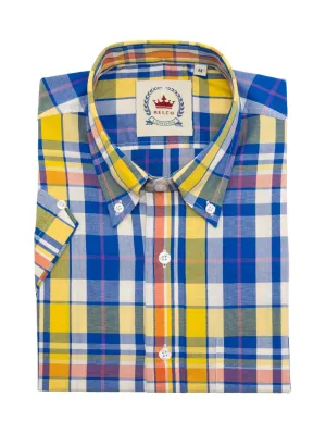 Men's Yellow & Blue Check Shirt- CK-60 - UP TO 5XL