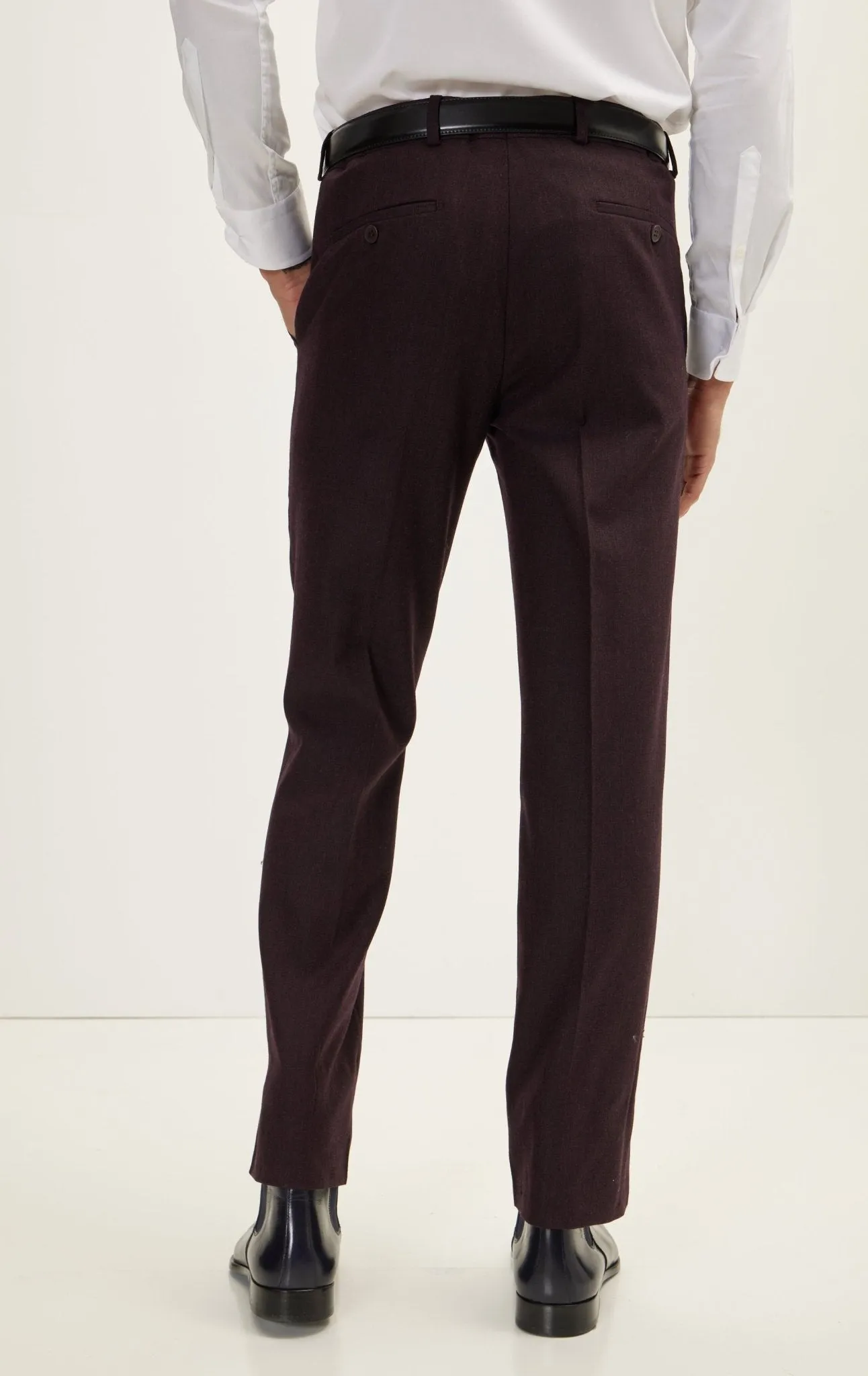 Merino Wool Double Breasted Suit - Dark Burgundy