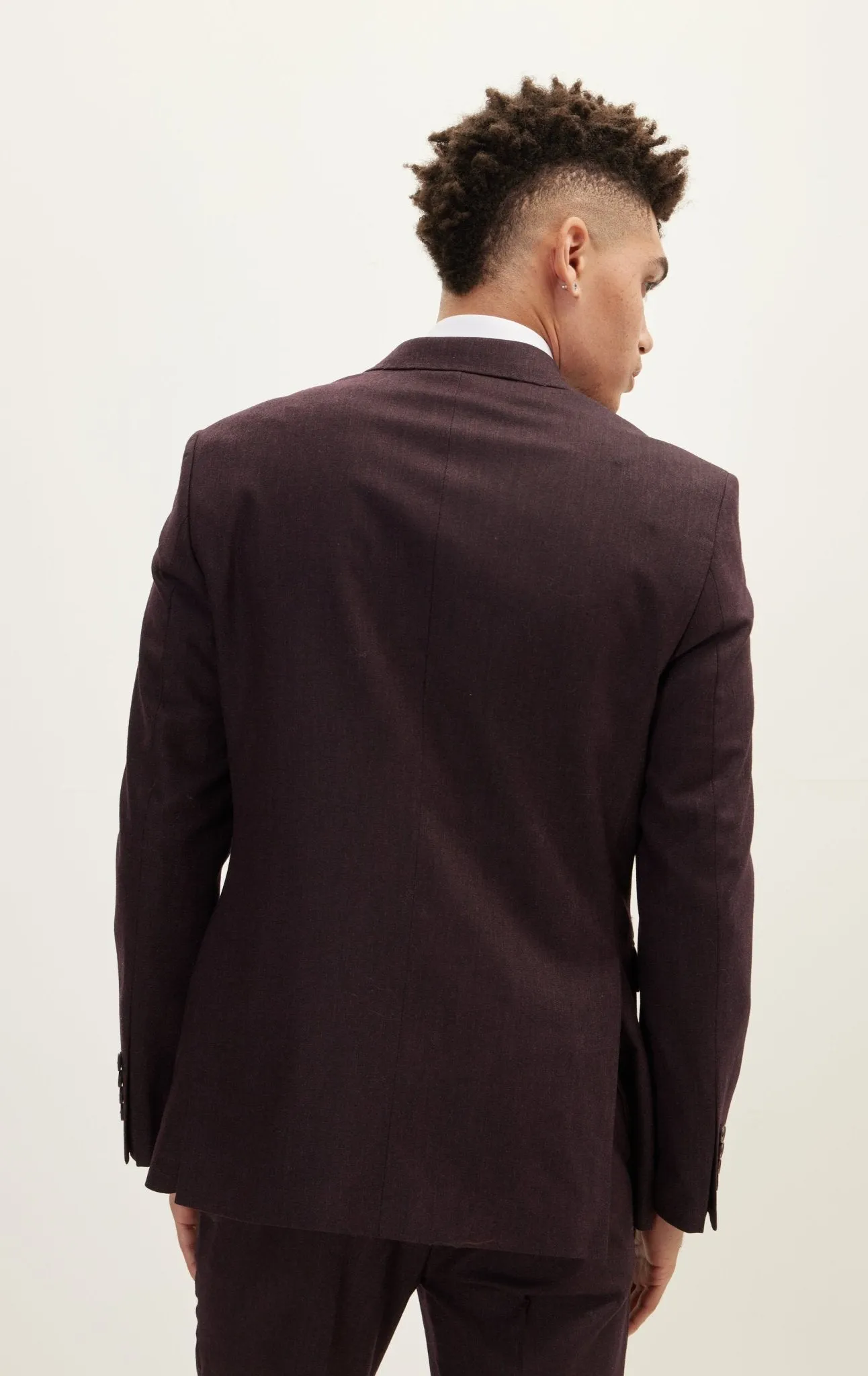 Merino Wool Double Breasted Suit - Dark Burgundy