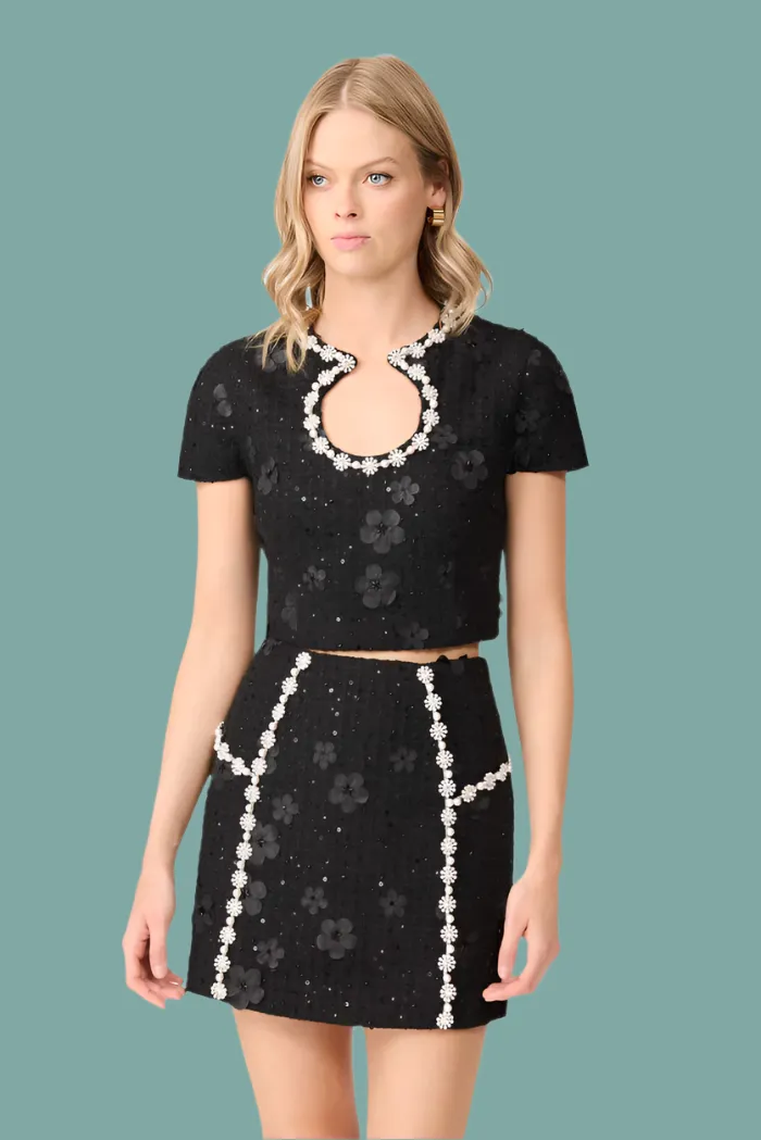 AntiPilling Technology Ellouise Embellished Tweed Top