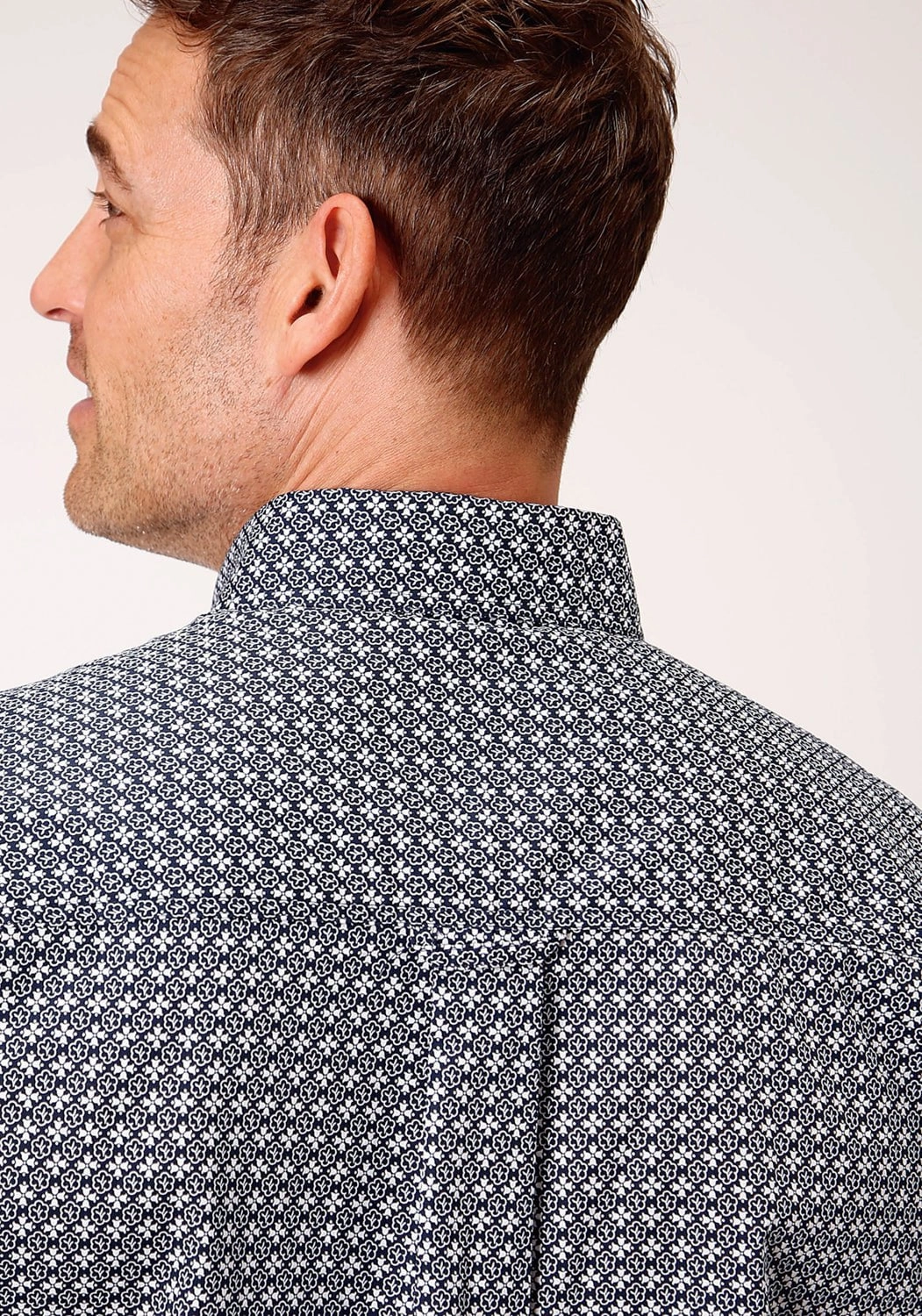 Roper Mens Navy 100% Cotton Bell Foulard BD S/S Shirt Everyday Essential Effortless Style