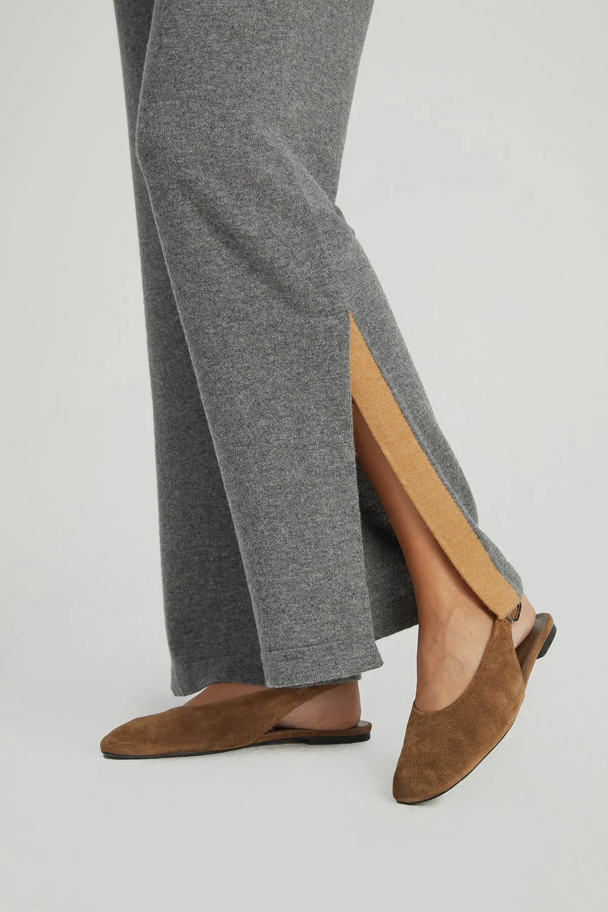 M.Grey Melange Laura Wool Cashmere High Knit Trousers
