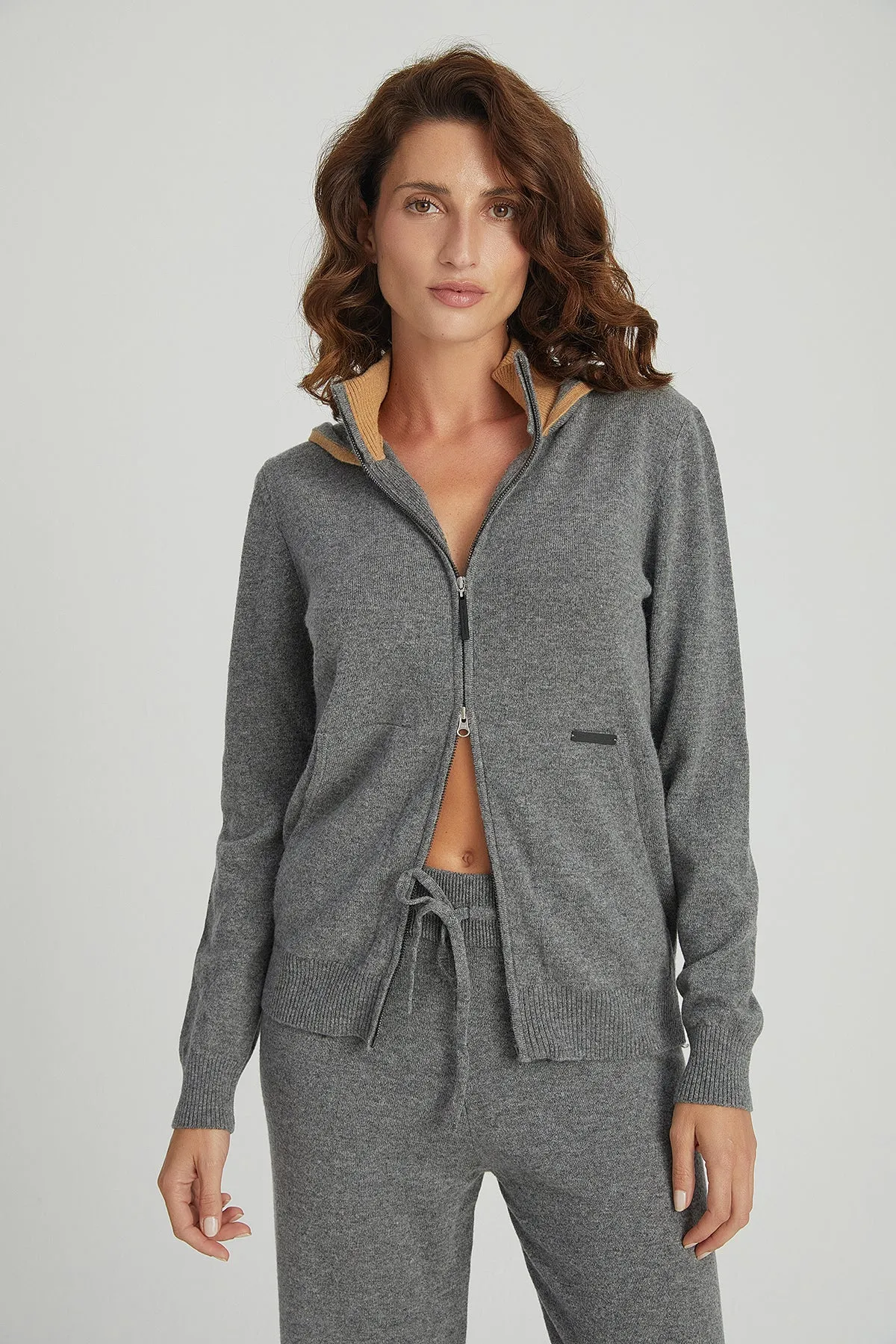 M.Grey Melange Laura Wool Cashmere High Knit Trousers