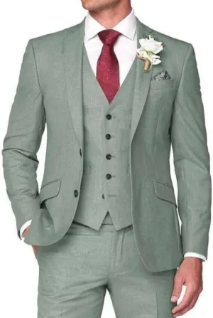 Mi Bo Tong Men's Slim Fit 3 Piece Suit Business Wedding Prom Tuxedo Suits Prom Dress Suits Set for Men