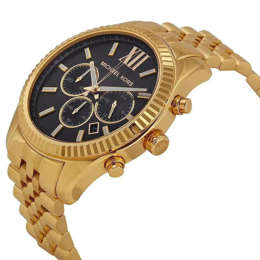 Michael Kors MK8286 Lexington Chronograph Black Dial Gold-Tone Watch