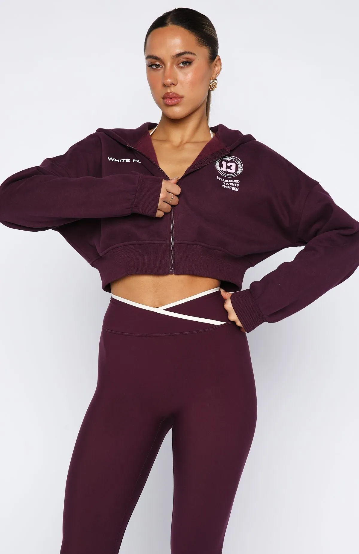 VentilatedArmholes Love For The Game Cropped Zip Hoodie Plum
