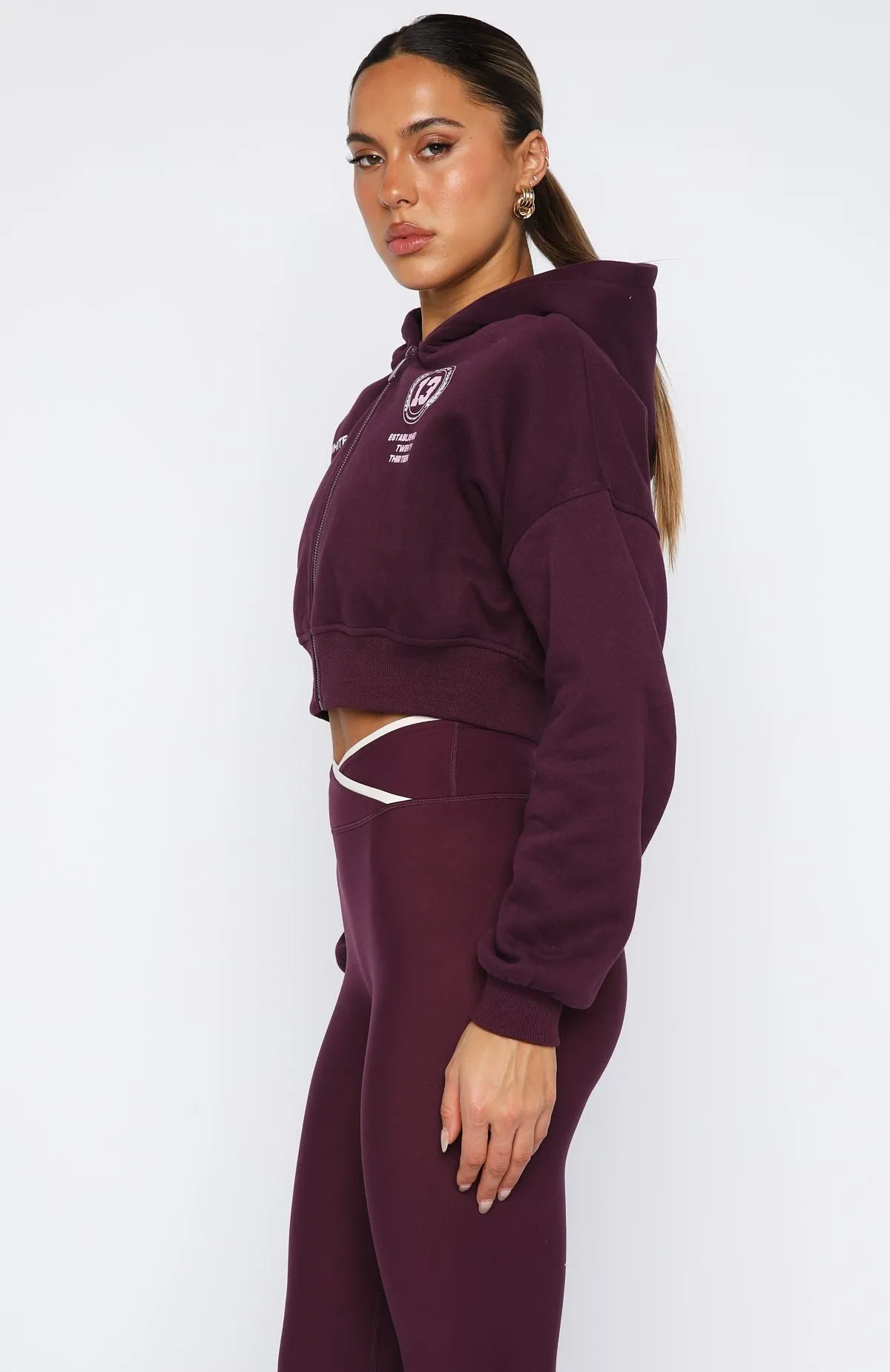 Anti Pilling Finish Love For The Game Cropped Zip Hoodie Plum