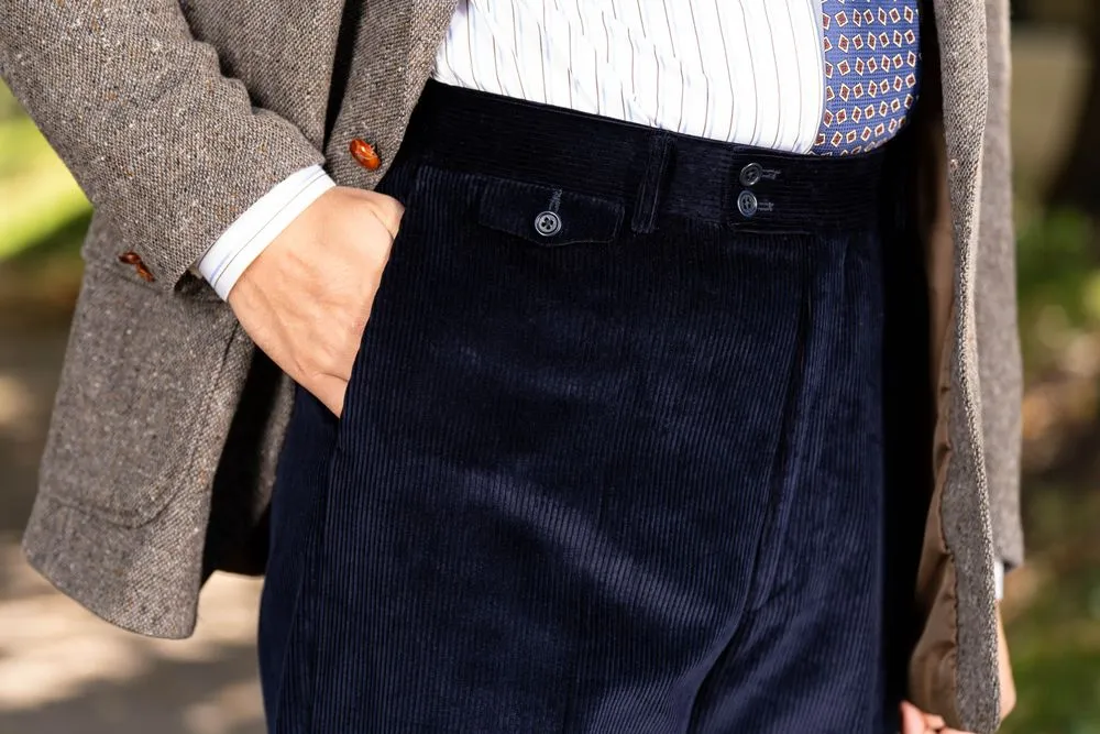 Midnight Navy Blue Stancliffe Corduroy Trousers