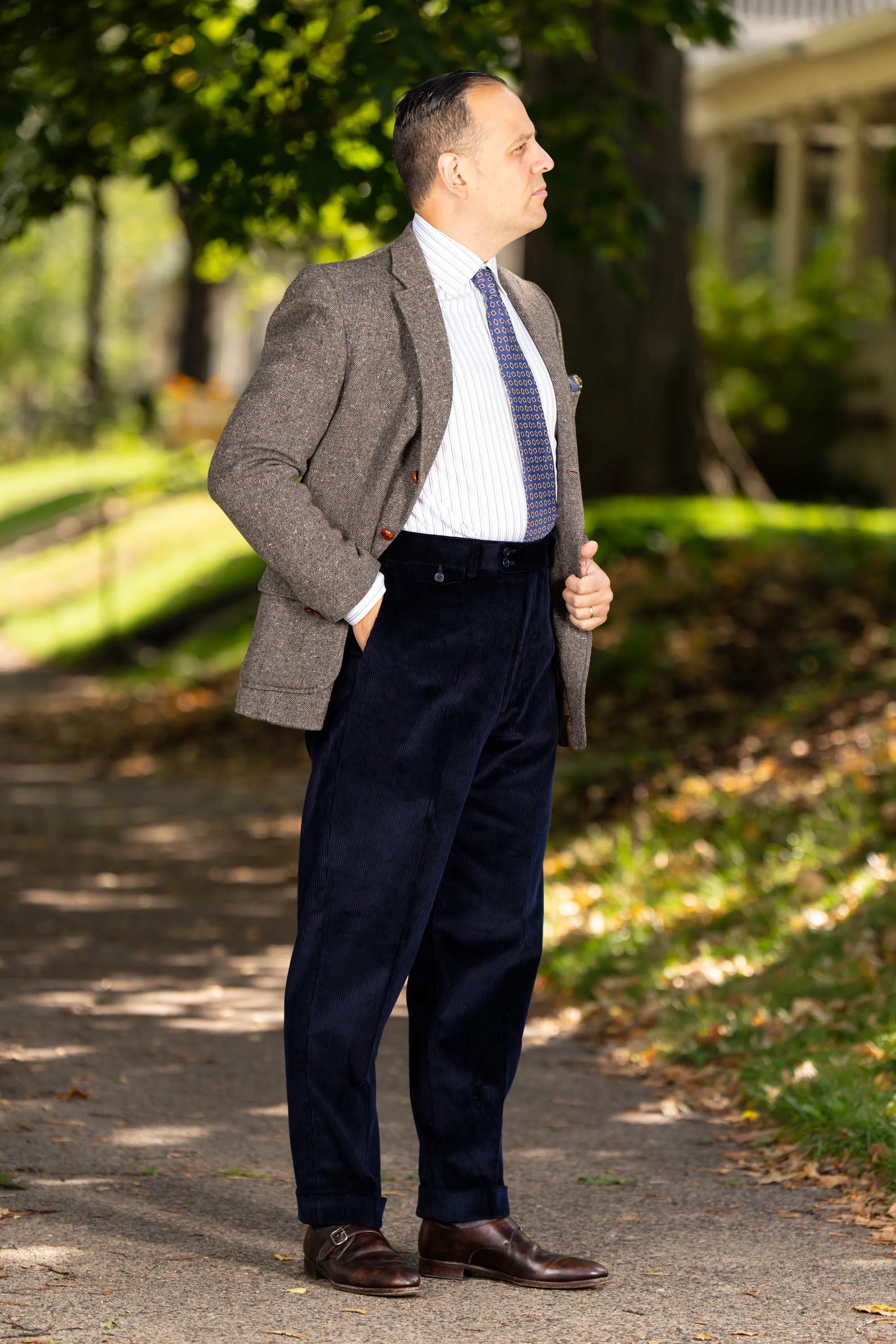 Midnight Navy Blue Stancliffe Corduroy Trousers