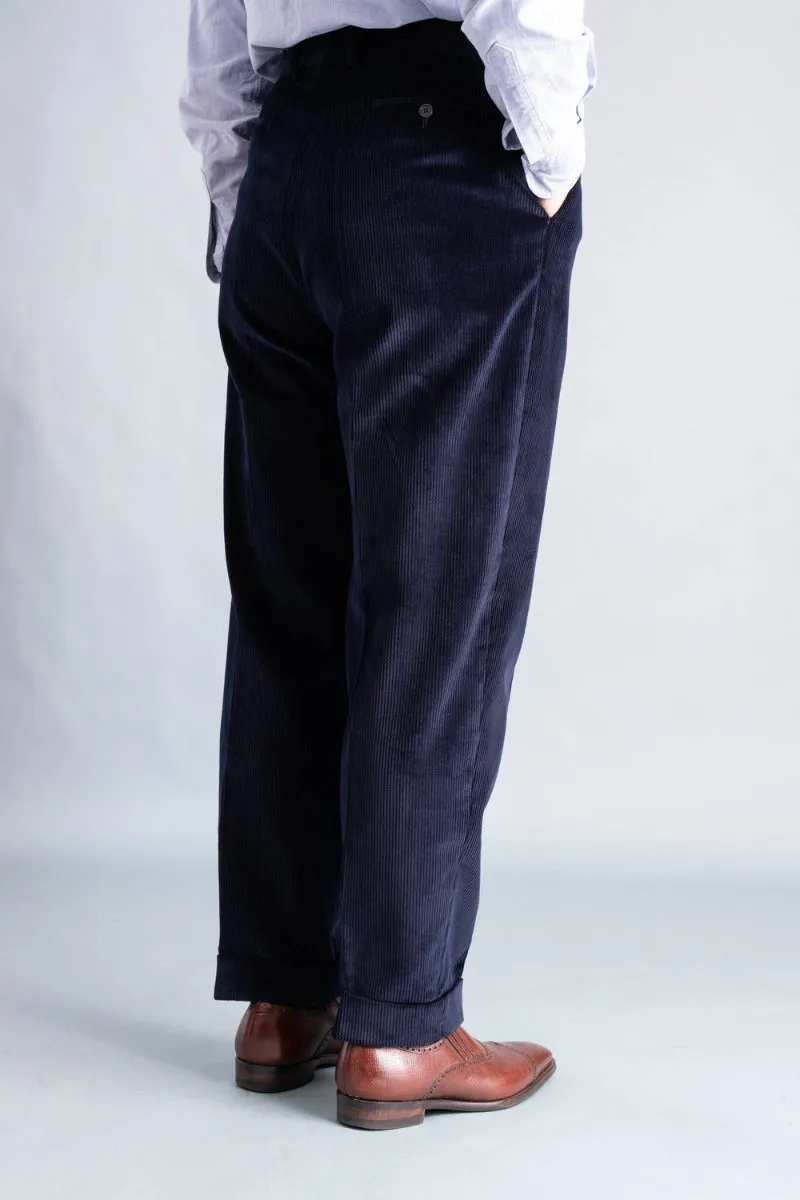 Midnight Navy Blue Stancliffe Corduroy Trousers