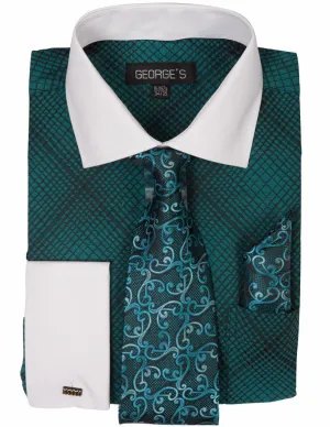 Milano Moda Men Shirt AH624C-Turquoise