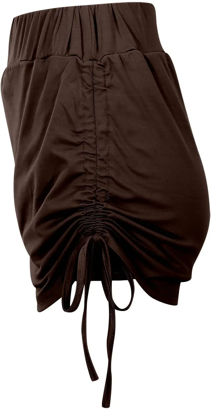 Mini Skirts for Women Sexy Lace Up Solid High Elastic Waist Slim Fit Stretchy Casual Pencil Shorts Skirts for Summer