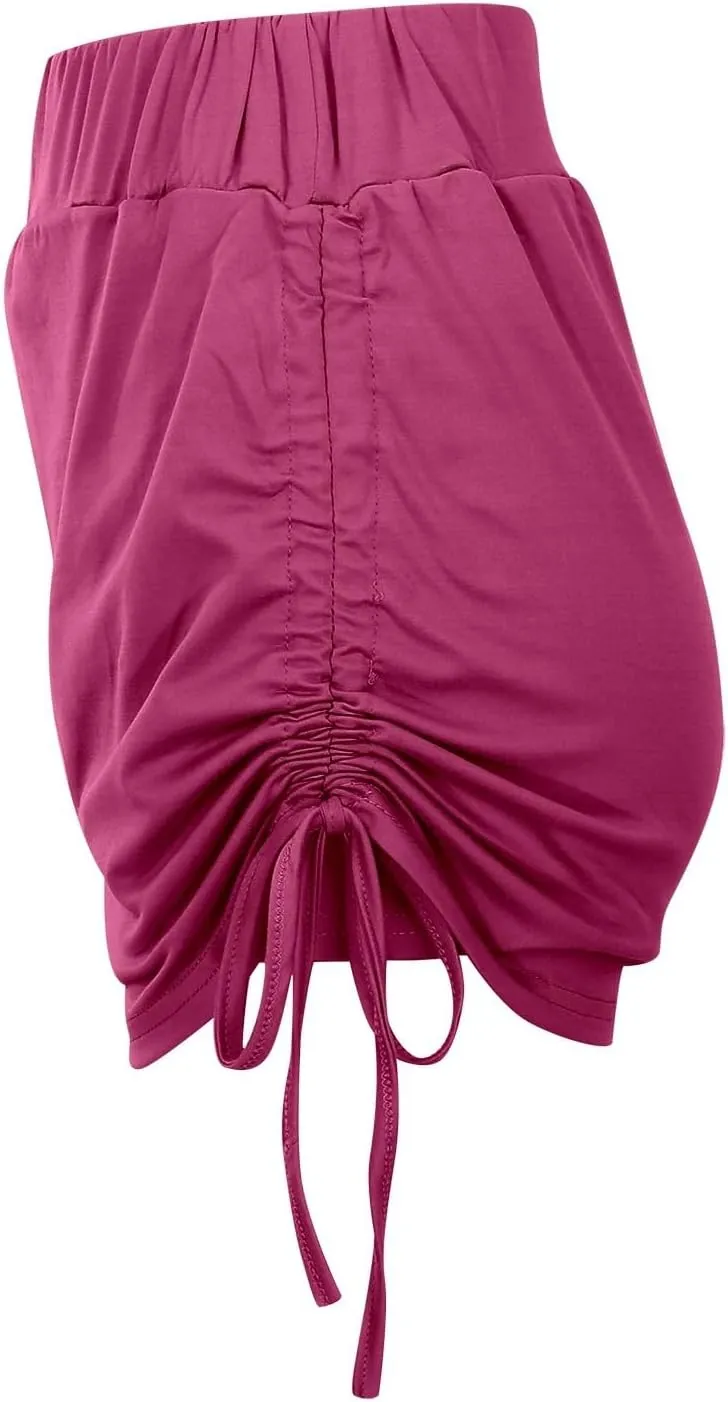 Mini Skirts for Women with Liner High Elastic Waist Side Lace Up Sports Mini Skirt Shorts for Women Trendy Clothes