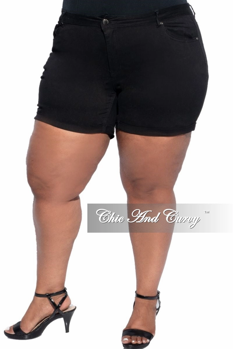 Final Sale Plus Size Shorts in Black High Density Weave High Durability Thread