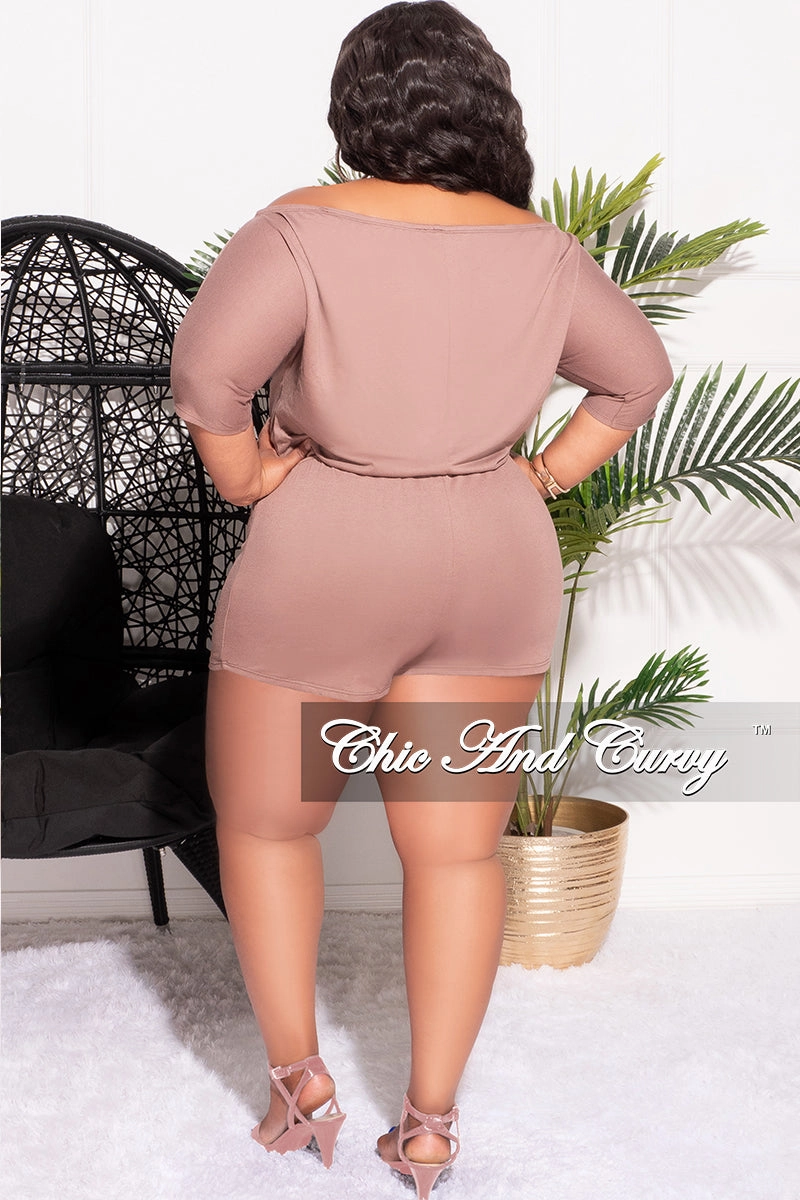 Timeless Layers Final Sale Plus Size Off the Shoulder Romper in Brown
