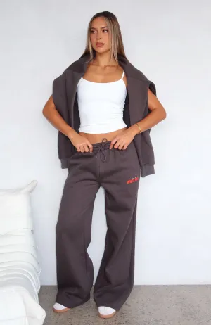 Breathable Texture Ribbed Trim Best You've Ever Had Wide Leg Sweatpants Charcoal