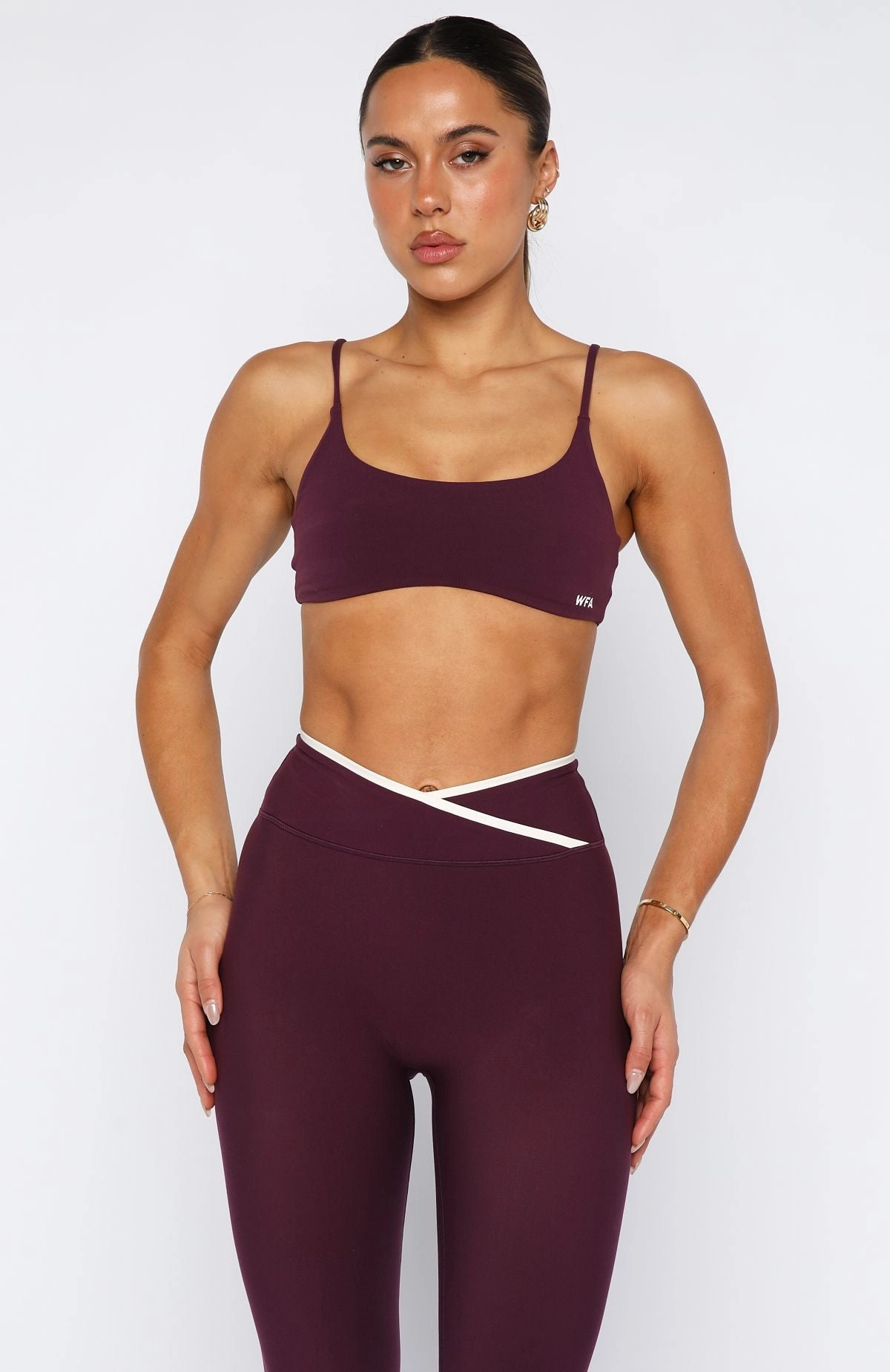 FlatlockSeamTechnique Layered Shoulder Motivate You Sports Bra Plum