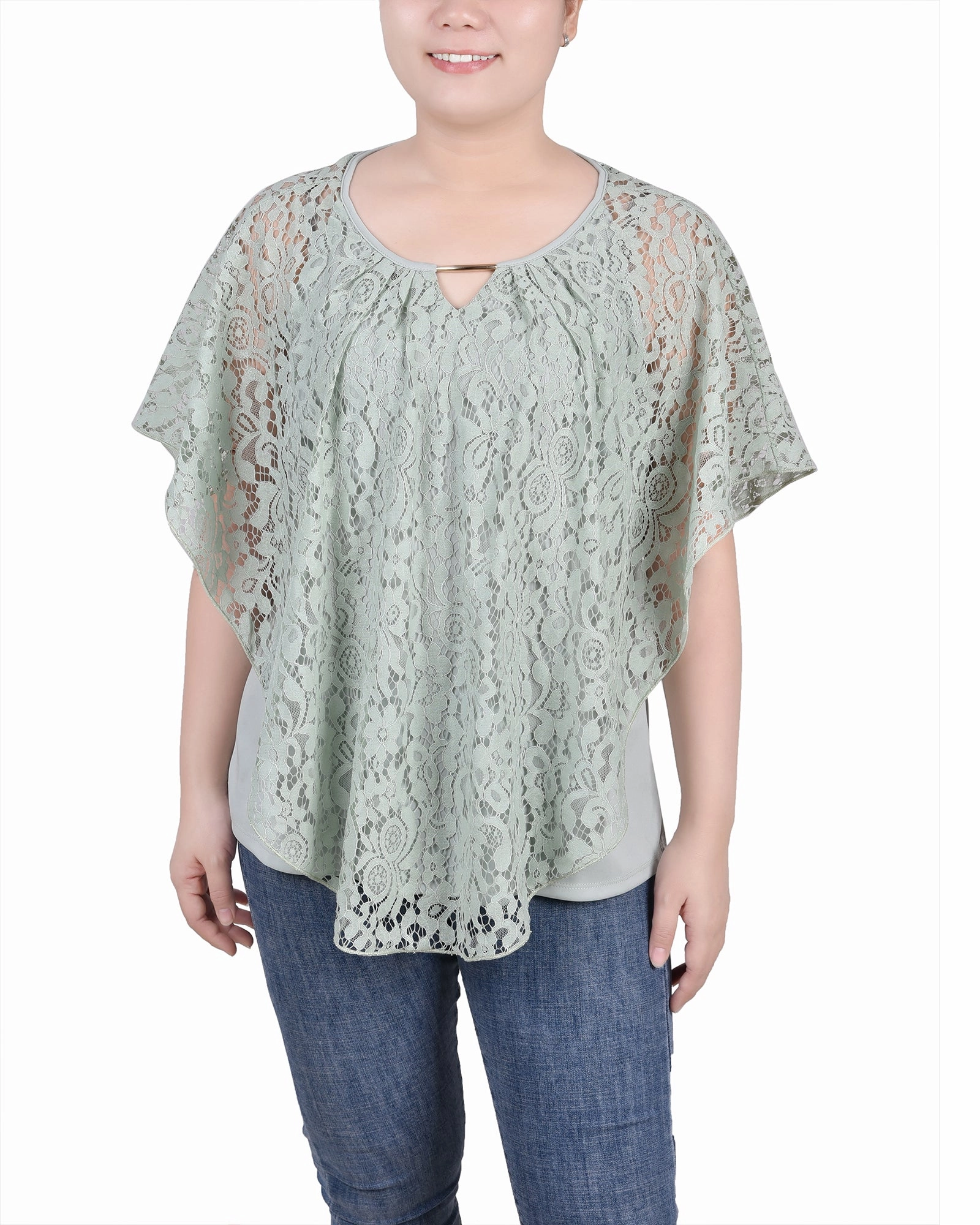 Lace Poncho With Bar Odor Control Finish