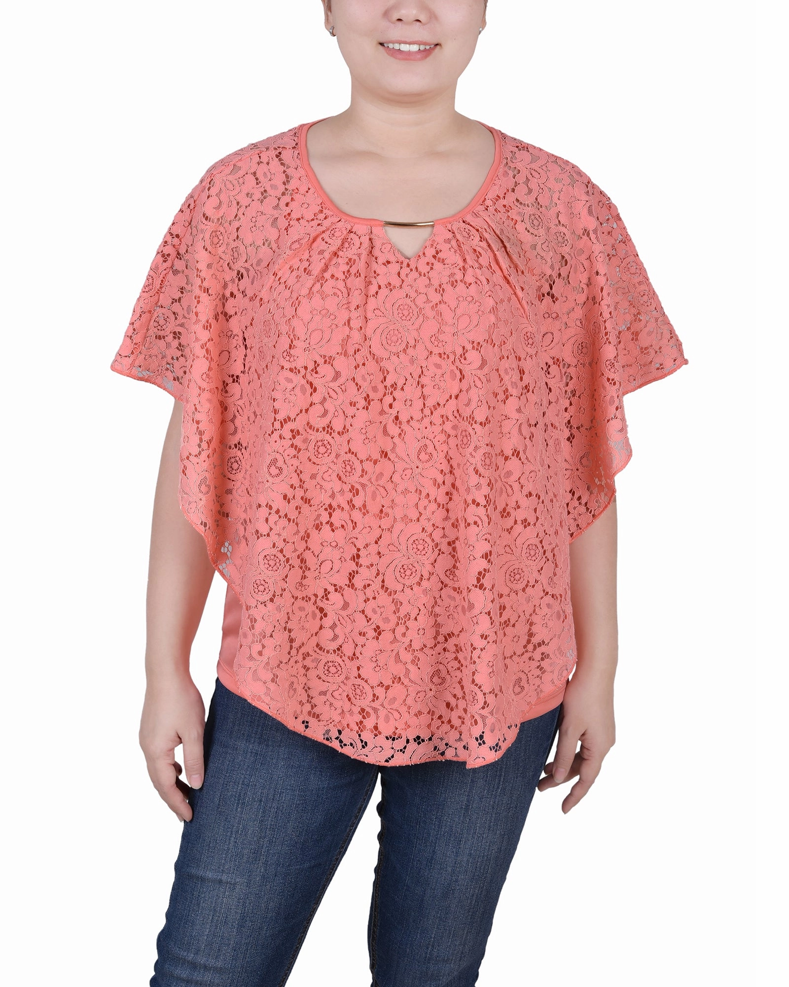 Easy to Wear Lace Poncho With Bar