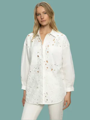 Lace Boyfriend Tie Back Shirt Ergonomic Shoulder Shape SeamlessDesign