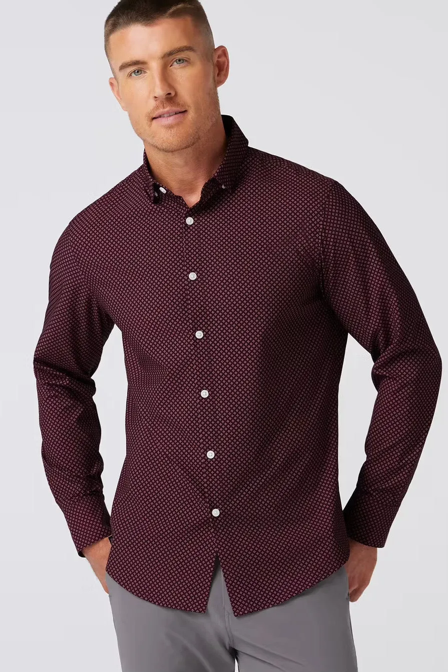 .Mizzen & Main Leeward No Tuck Dress Shirt, Wine Clover