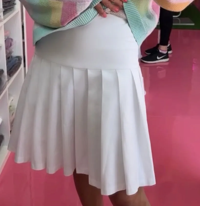 Biodegradable Fabric MM COTTON PLEATED SKIRT - WHITE