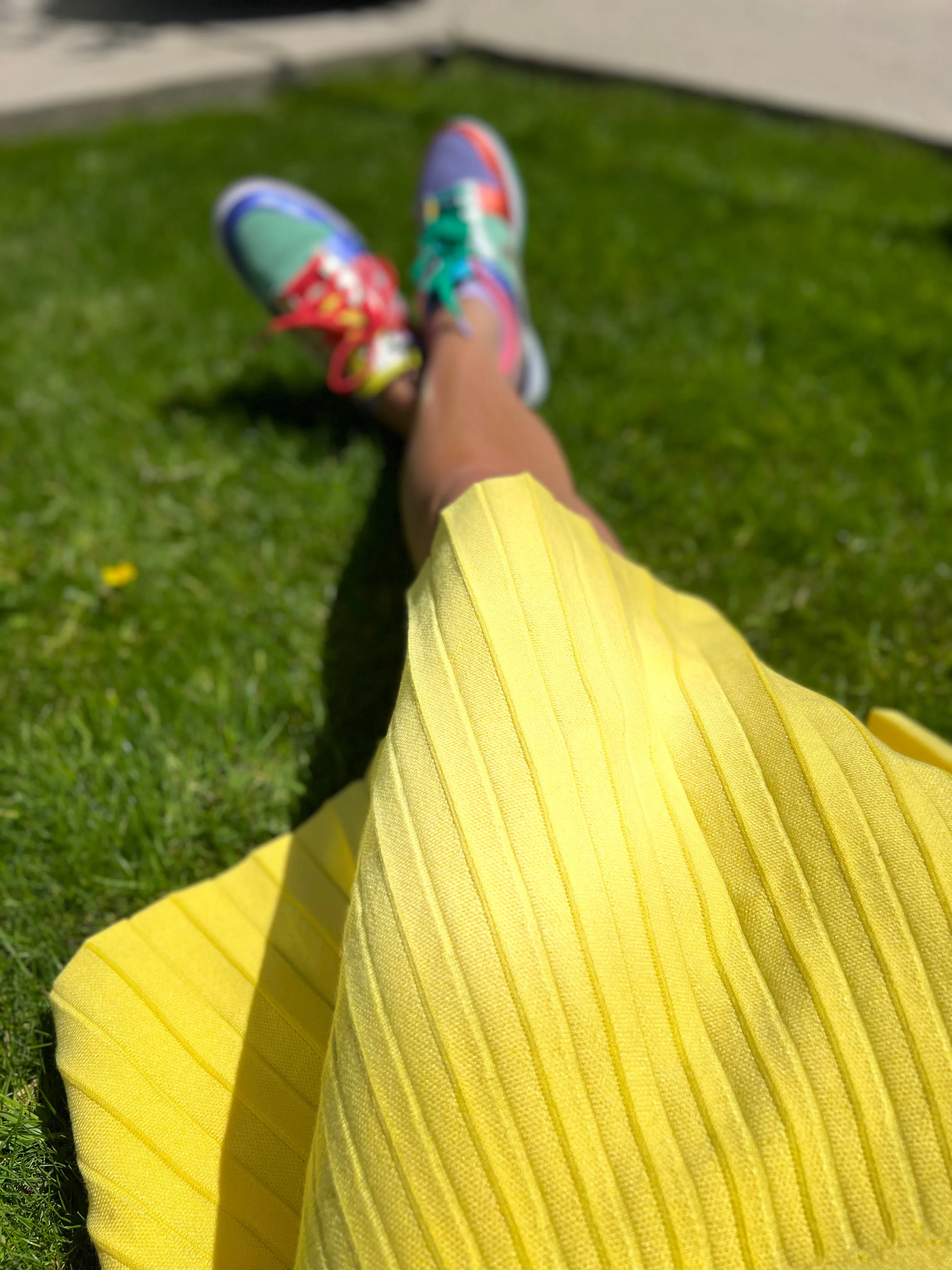 MM PURPLE LABEL - CANARY YELLOW PLEATED (PLUS SIZE) Personality Style Maxi length