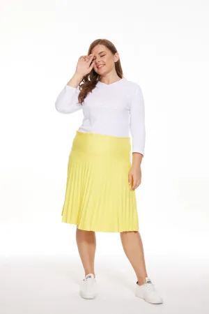 MM PURPLE LABEL - CANARY YELLOW PLEATED (PLUS SIZE) Daytime Look