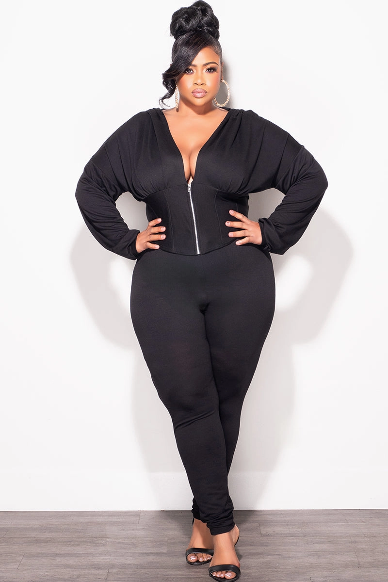 Final Sale Plus Size 2pc Jogger Set in Black Odor control Smart Utility