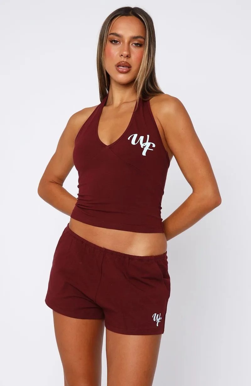 Preppy Style Comfort Movement Made Me Better Relaxed Shorts Burgundy