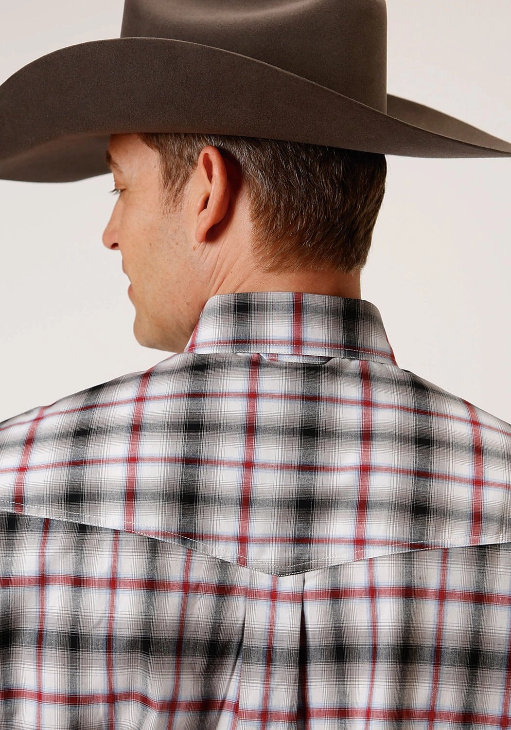 Double Stitched Seams Casual Look Roper Mens Black Cotton Blend Ombre Stretch BD S/S 2 Pocket Shirt