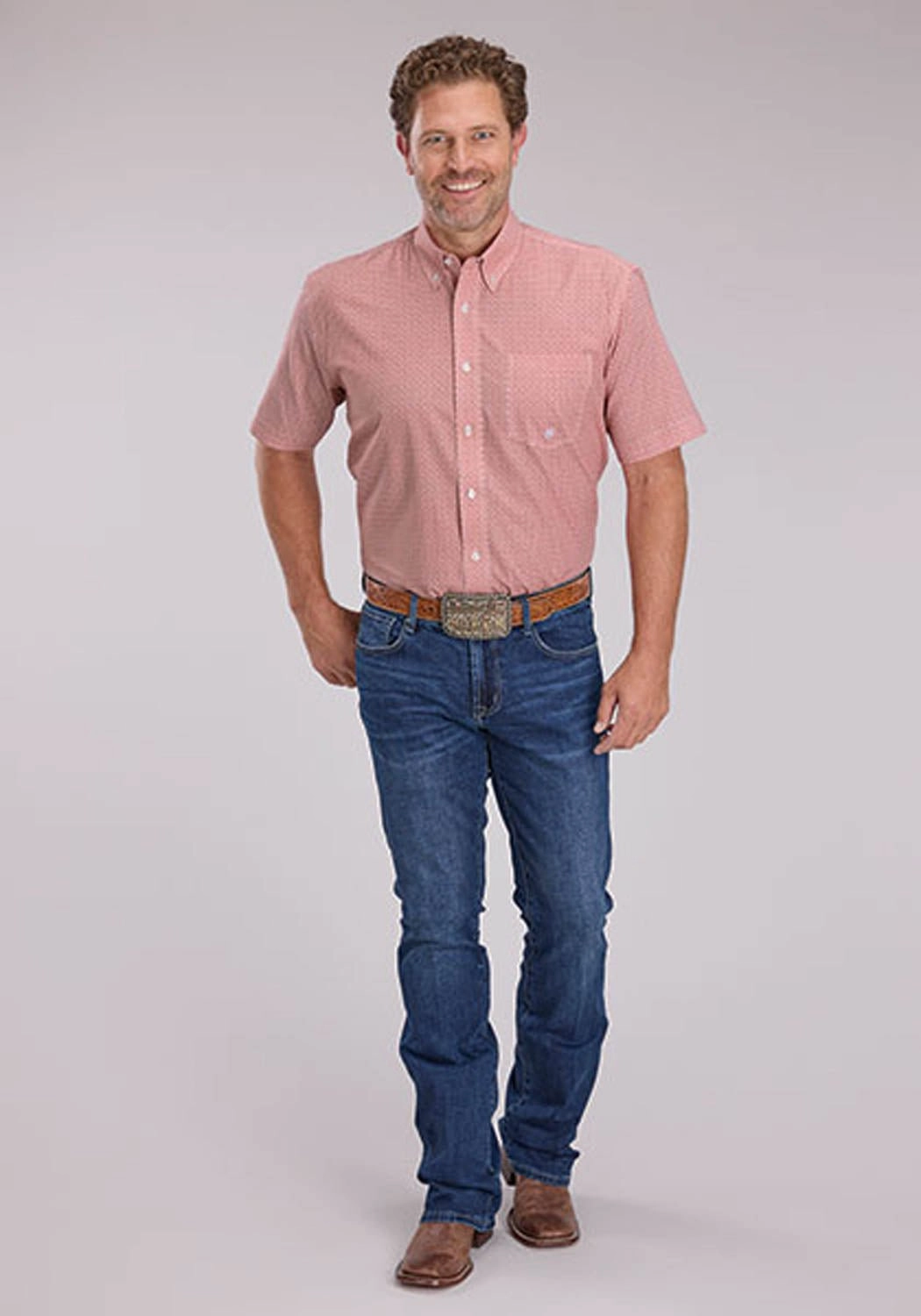 Roper Mens 2500 Saltillo Foulard Rust 100% Cotton 1 Pkt S/S Shirt Cultural Inspired Fashionable Layer