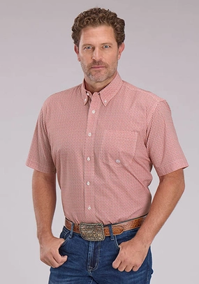 Conference Appropriate Roper Mens 2500 Saltillo Foulard Rust 100% Cotton 1 Pkt S/S Shirt