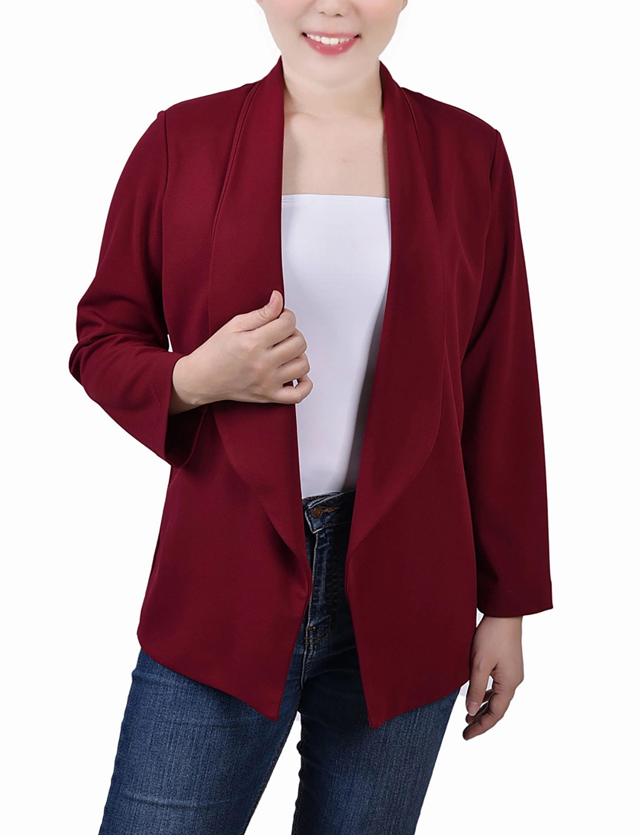Petite 3/4 Sleeve Ponte Jacket Breathable Material Durable Reinforced Elbows