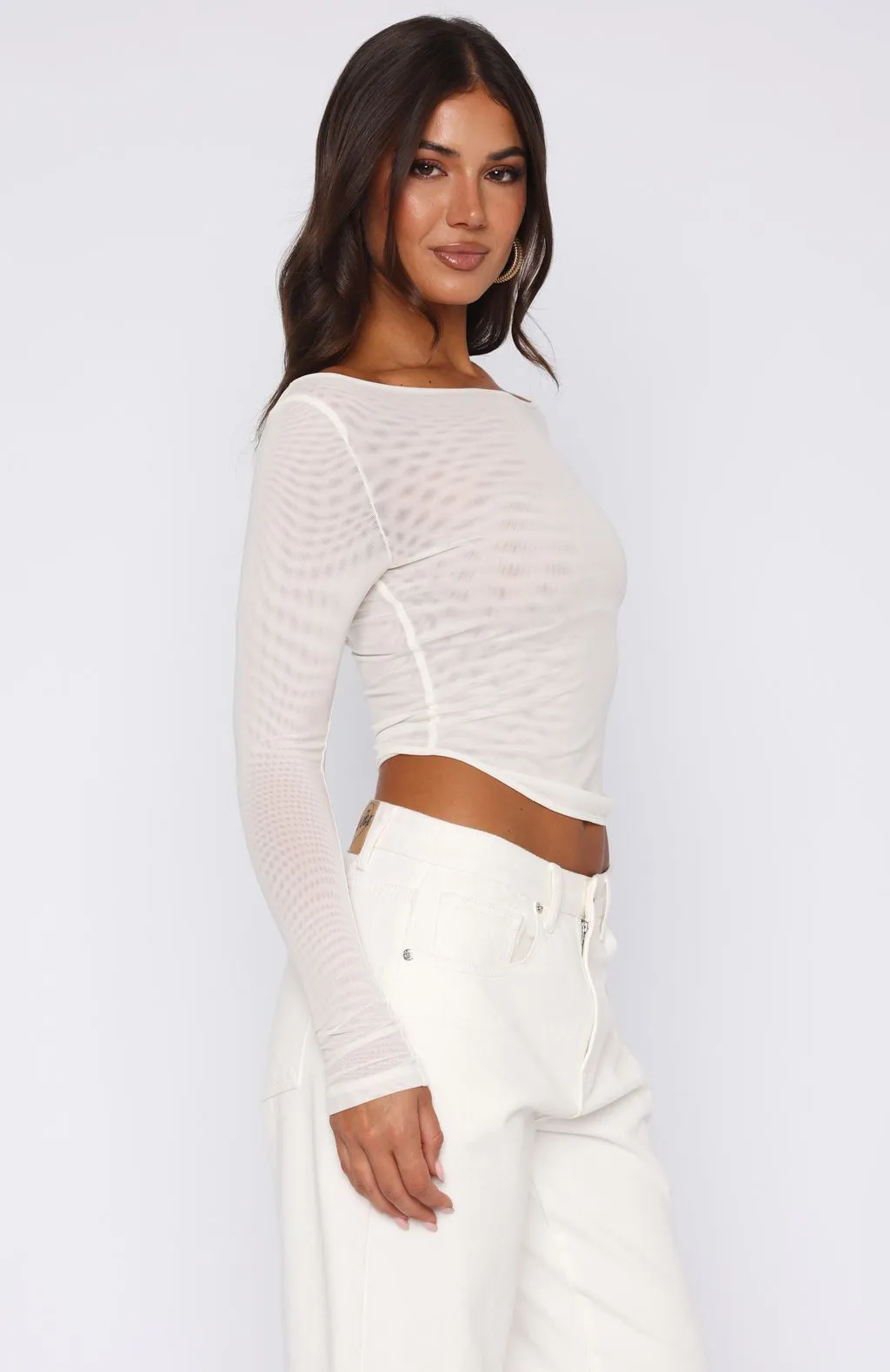 Stretch Fit QuickDryTech Hypnotising Thoughts Top Ivory