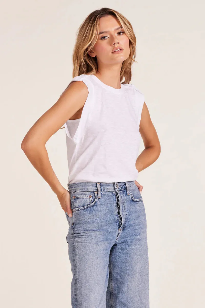 Layered Hem Reinforcement Epaulet Tank