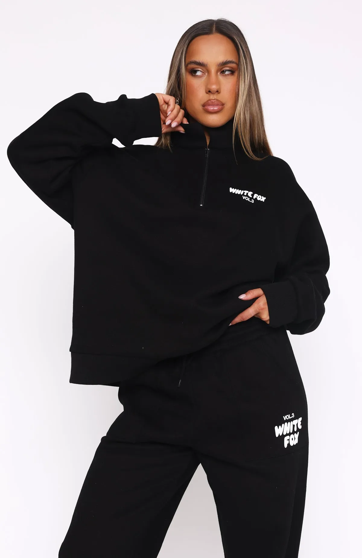 KnitCuff Reinforcements Offstage Zip Front Sweater Monochrome