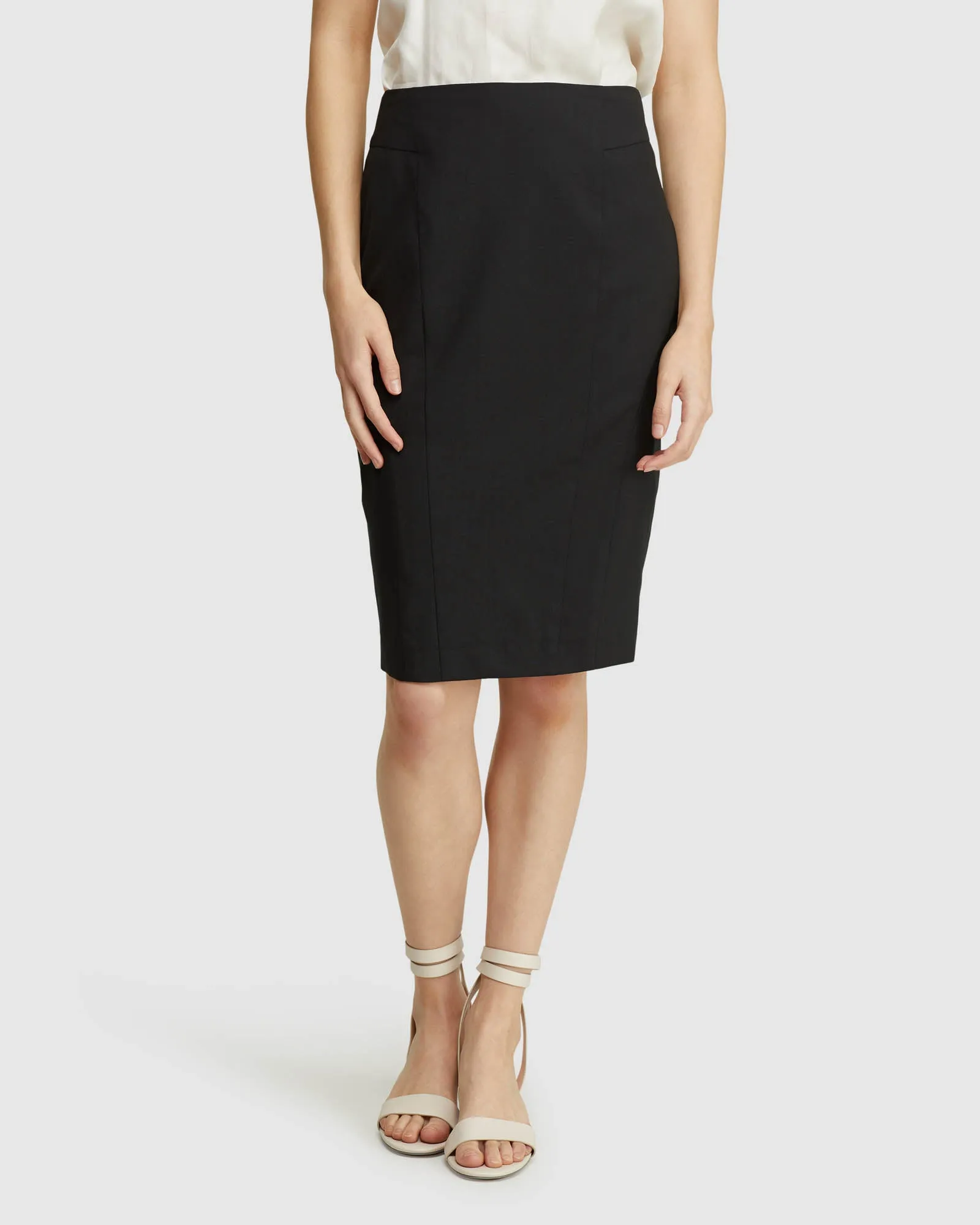 Monroe Wool Stretch Suit Skirt