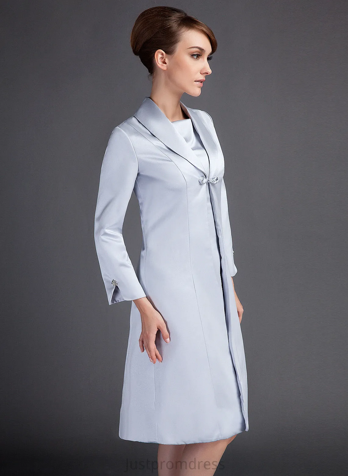 Mother of Neck Bride Alexus Knee-Length Scoop the Dress Sheath/Column Mother of the Bride Dresses Satin