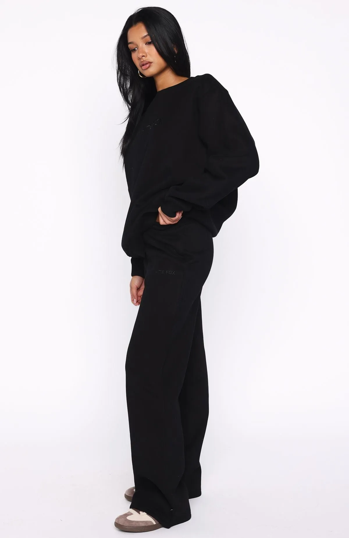 Stay Lifted Wide Leg Sweatpants Black Fresh Comforted