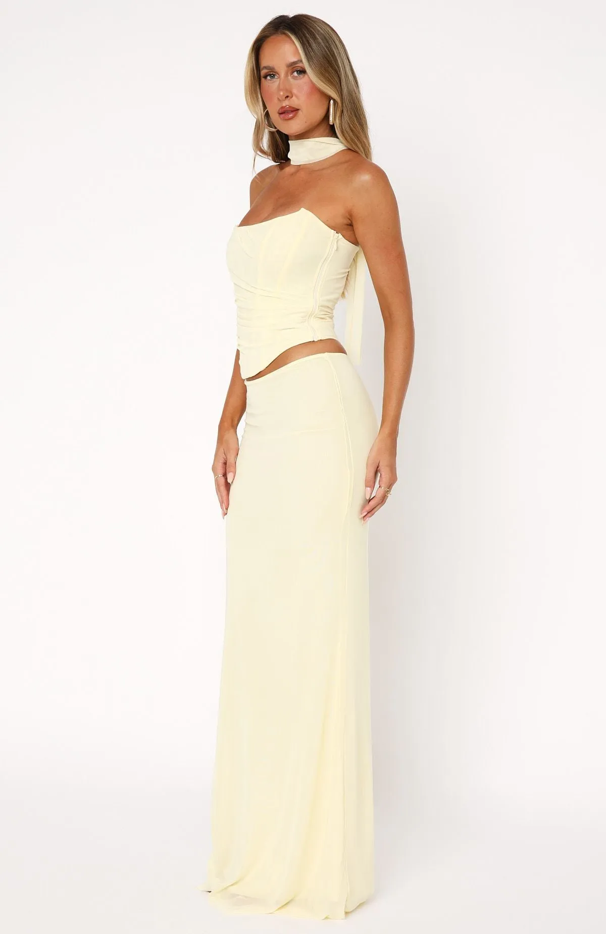 Loving You Maxi Skirt Lemon Collaboration Piece beaded embellishment