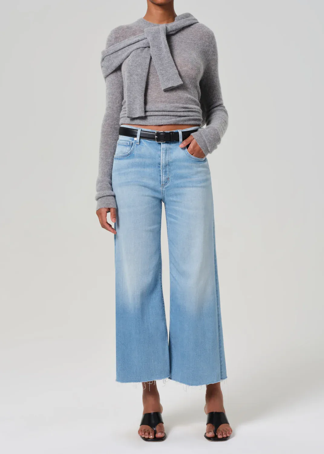 TailoredSilhouette Secure Cuff Design Lyra Wide Leg Crop Jean - Belmont
