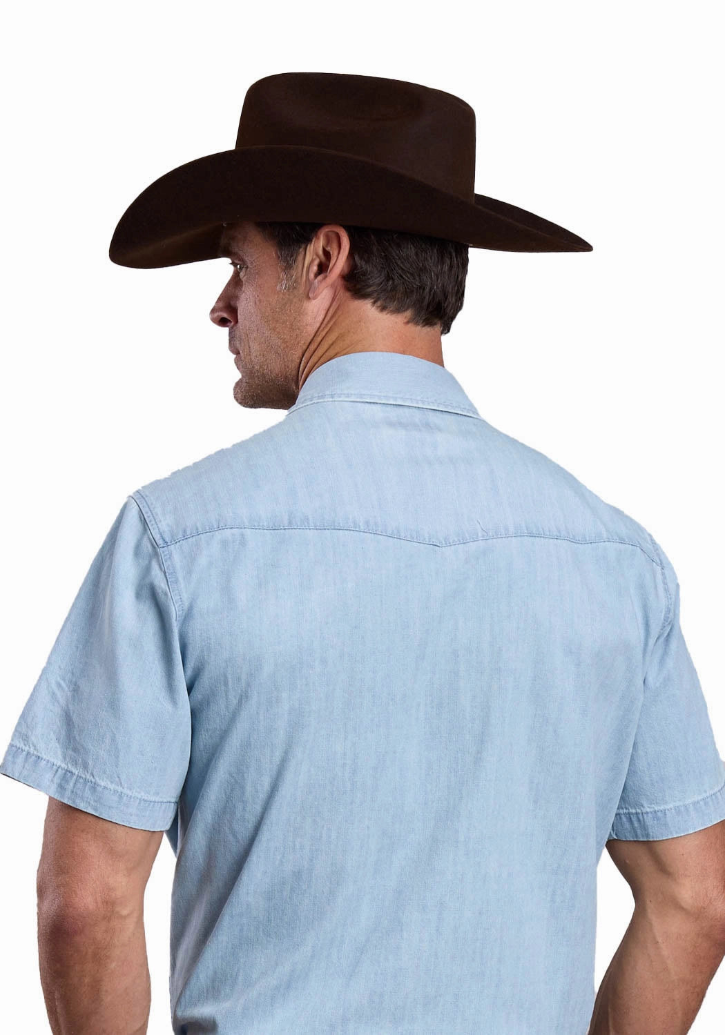 Lightweight Layers Stetson Mens Lightweight Chambray Blue 100% Cotton S/S Shirt